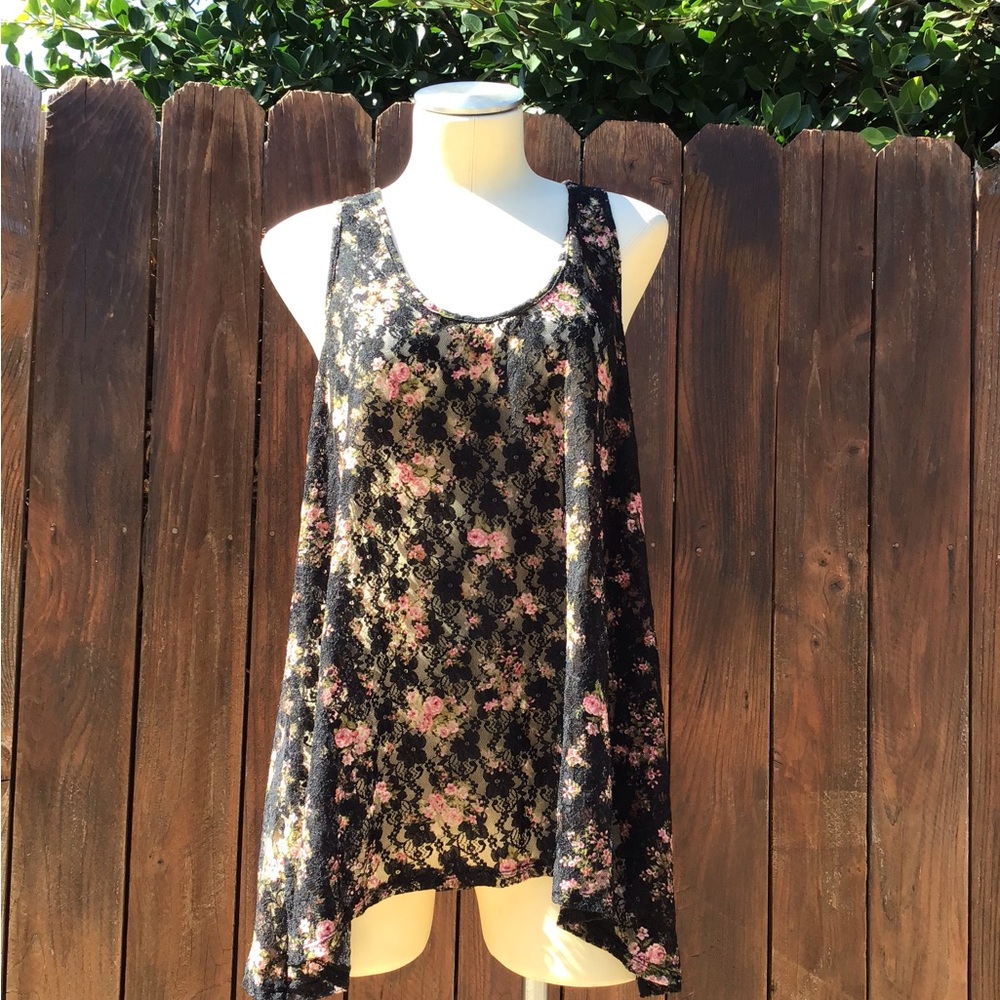 Xhilaration Black Floral Tank Top Item #202